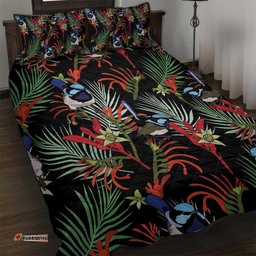 Australia Kangaroo Paw And Splendid Fairy wren Quilt Bed Set Sameless Style