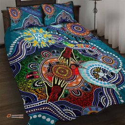 Custom NAIDOC Week 2024 Port Adelaide Power Quilt Bed Set Australia Aboriginal Dot Painting