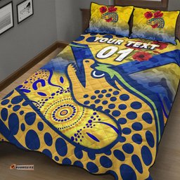 Custom Personalised Parramatta Eels ANZAC Quilt Bed Set Indigenous Vibes Gold