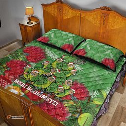 Kakapo New Zealand Christmas Quilt Bed Set Meri Kirihimete Pohutukawa Green Color