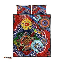 Custom NAIDOC Week 2024 Gold Coast Suns Quilt Bed Set Australia Aboriginal Dot Painting