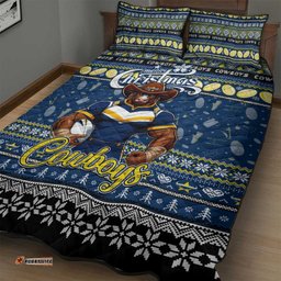 Cowboys Rugby Xmas Quilt Bed Set Australia NRL Mascot