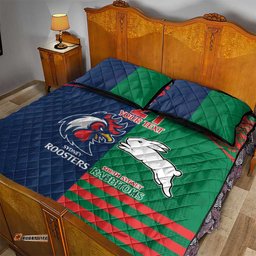 Custom Roosters Rabbitohs Quilt Bed Set NRL Tribal Half Style