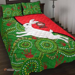 Australia Rabbitohs Quilt Bed Set NAIDOC Pattern With Rabbits 0
