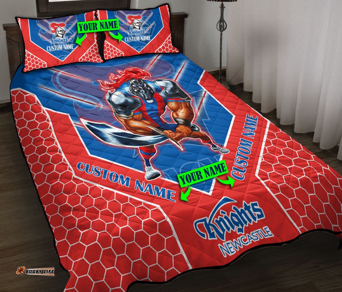 Nrl Newcastle Knights Quilt Set Mascot Personalised