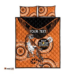 Custom NRL Tigers NAIDOC Week Quilt Bed Set Keep The Fire Burning Indigenous Art