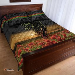 Penrith Panthers ANZAC Quilt Bed Set Poppy Flowers Vibes Black