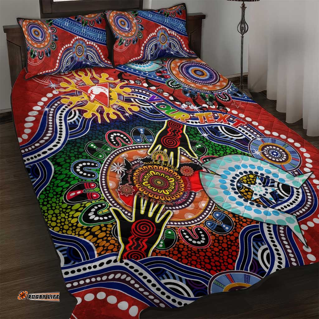 Custom NAIDOC Week 2024 Sydney Swans Quilt Bed Set Australia Aboriginal Dot Painting