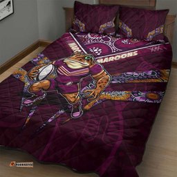 Personalised Queensland Maroons Quilt Bed Set Mascot Rugby League