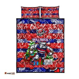 Bulldogs Football Merry Christmas Quilt Bed Set Indigenous Australian Art