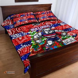 Bulldogs Football Merry Christmas Quilt Bed Set Indigenous Australian Art