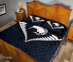 Kiwi Silver Fern Classic Quilt Bed Set Navy