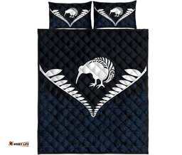 Kiwi Silver Fern Classic Quilt Bed Set Navy