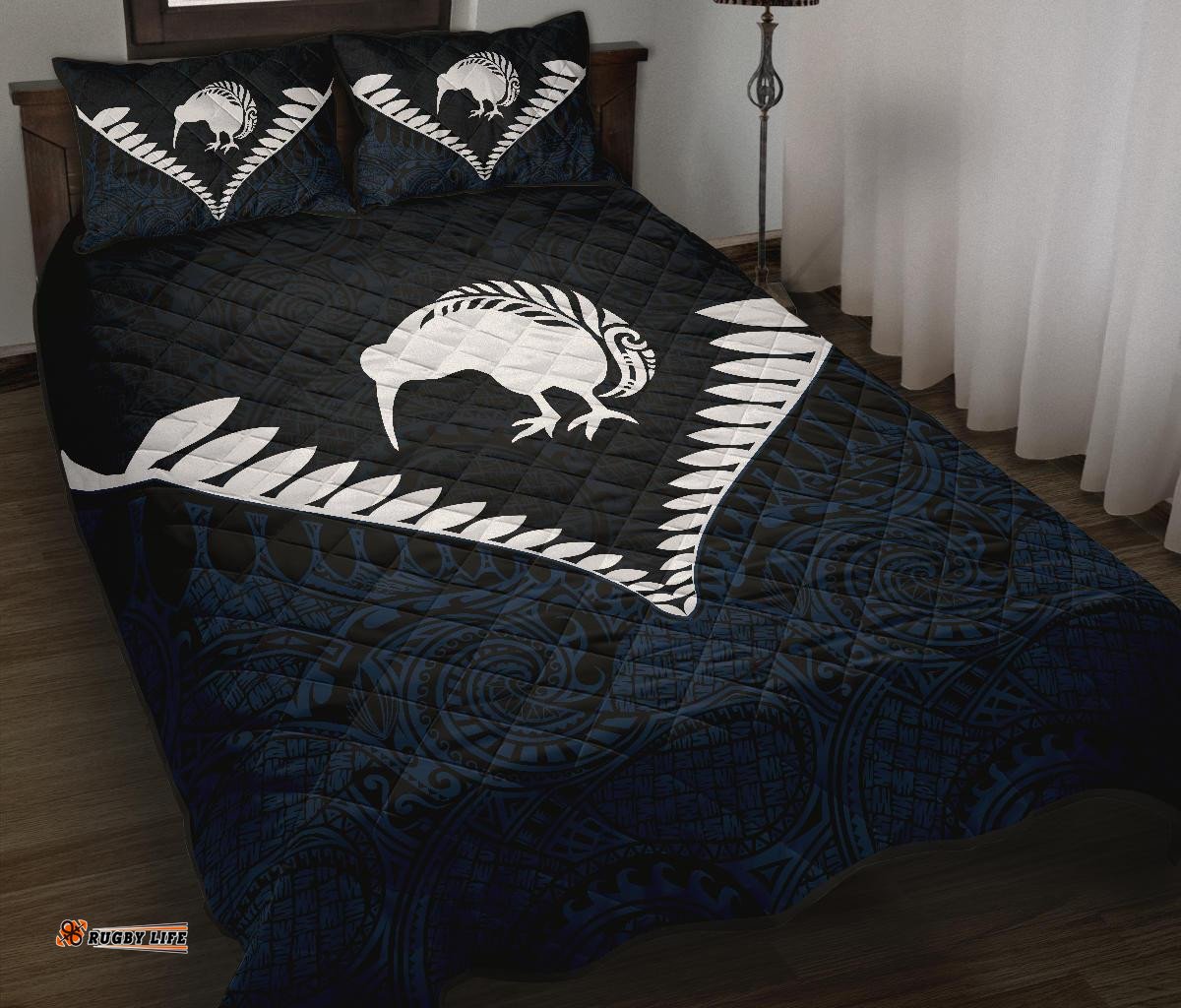 Kiwi Silver Fern Classic Quilt Bed Set Navy