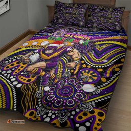 Merry Christmas Storm Quilt Bed Set Aboriginal Santa Rugby Mascot Melbourne