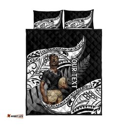 Custom New Zealand Silver Fern Rugby Quilt Bed Set 2024 Aotearoa Maori Mascot Go All Black