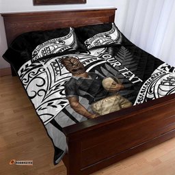 Custom New Zealand Silver Fern Rugby Quilt Bed Set 2024 Aotearoa Maori Mascot Go All Black