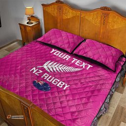 Custom New Zealand Silver Fern Rugby Quilt Bed Set Go Aotearoa Pink Version