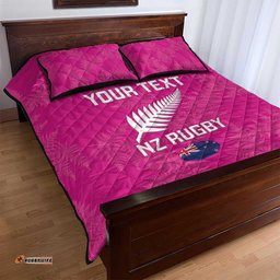 Custom New Zealand Silver Fern Rugby Quilt Bed Set Go Aotearoa Pink Version