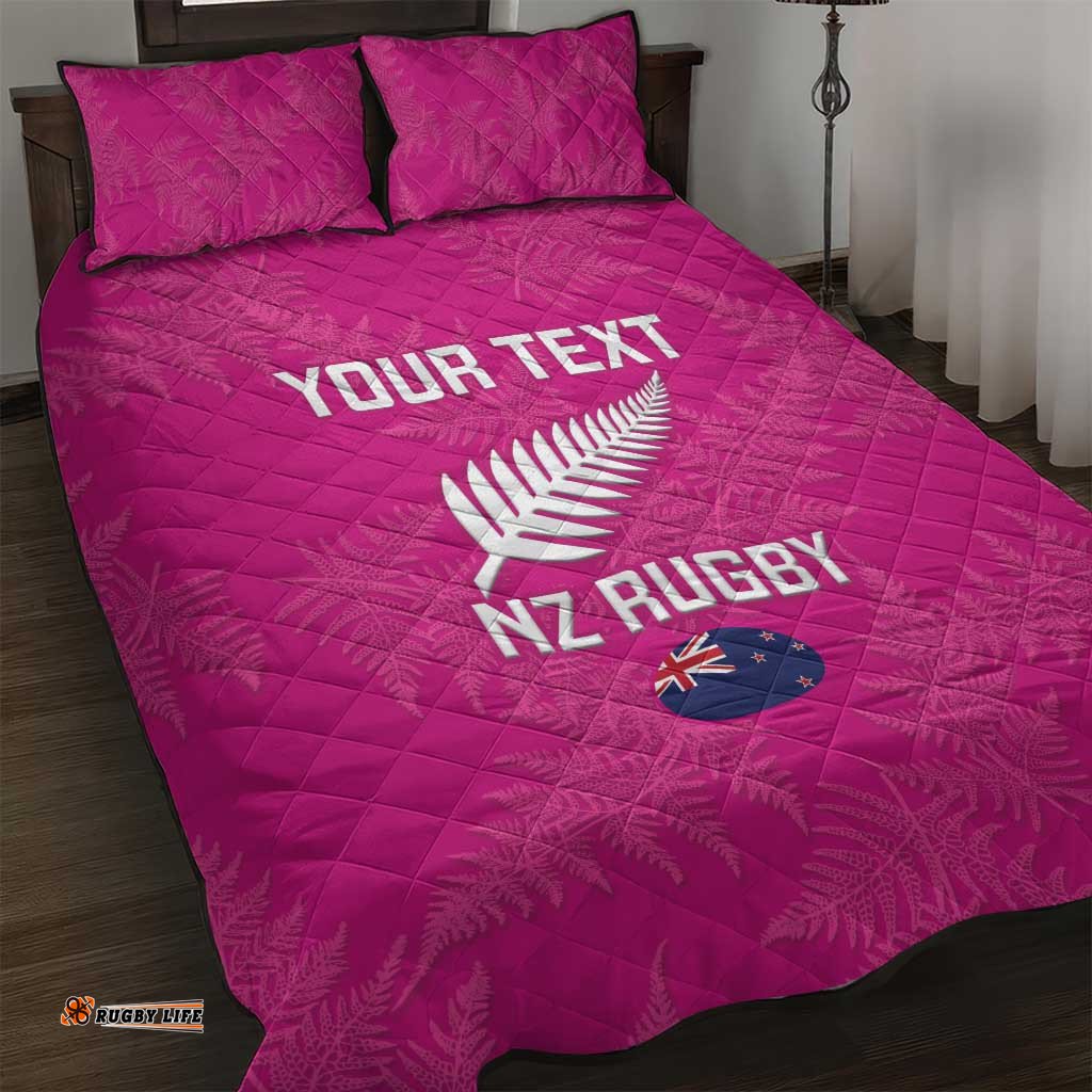 Custom New Zealand Silver Fern Rugby Quilt Bed Set Go Aotearoa Pink Version