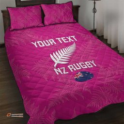 Custom New Zealand Silver Fern Rugby Quilt Bed Set Go Aotearoa Pink Version