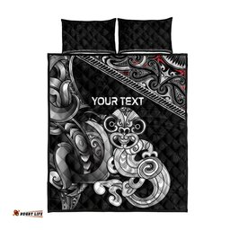 Personalised New Zealand Potae Pango Cricket Quilt Bed Set Special Maori Hei Tiki Tribal Tattoo
