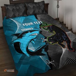 Custom NRL Panthers And Sharks Rugby 2024 Quilt Bed Set Go Champions Dynamic Version