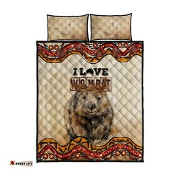 I Love Wombat Quilt Bed Set Australian Aboriginal Art
