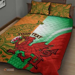 Custom Australia And Wales Rugby Quilt Bed Set Wallabies Welsh Mascots Dynamic Version