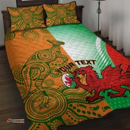 Custom Australia And Wales Rugby Quilt Bed Set Wallabies Welsh Mascots Dynamic Version