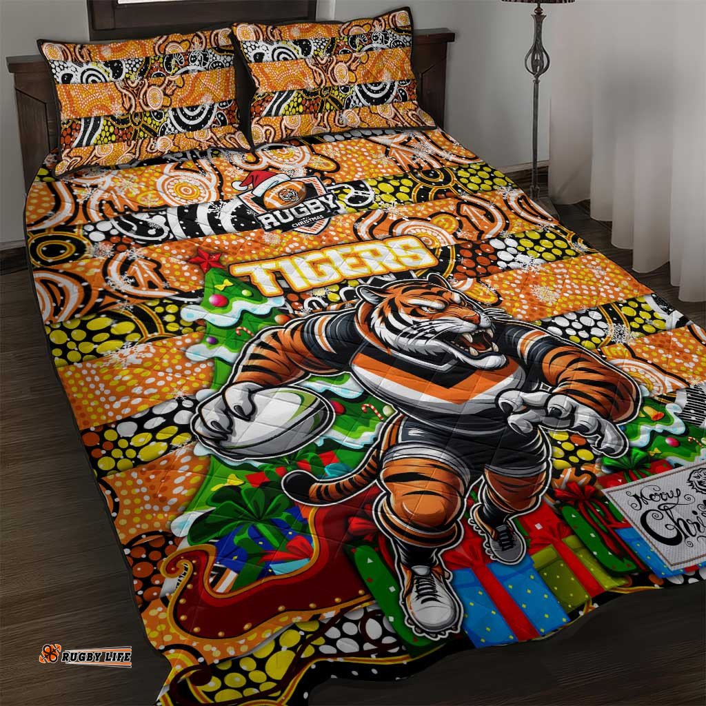 Tigers Rugby Merry Christmas Quilt Bed Set Indigenous Australian Art