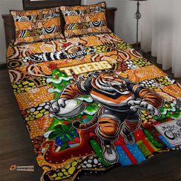 Tigers Rugby Merry Christmas Quilt Bed Set Indigenous Australian Art