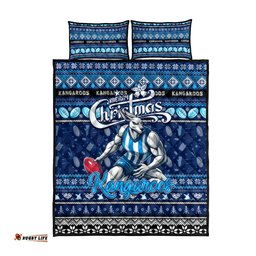 Kangaroos Football Xmas Quilt Bed Set Australia AFL Mascot
