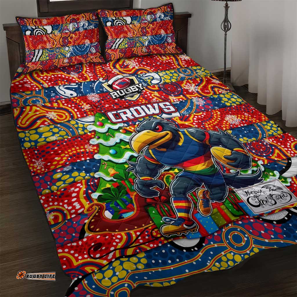 Crows Football Merry Christmas Quilt Bed Set Indigenous Australian Art