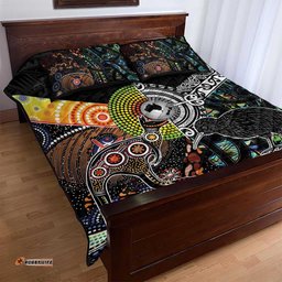 Personalised New Zealand and Australia Quilt Bed Set Maori Mix Aboriginal Art Style