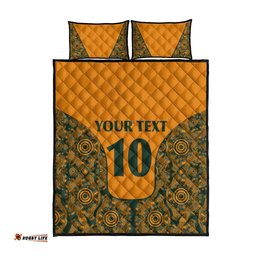 Custom Australia Rugby Championship 2024 Quilt Bed Set Aboriginal Art Tattoo Pattern