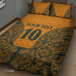 Custom Australia Rugby Championship 2024 Quilt Bed Set Aboriginal Art Tattoo Pattern