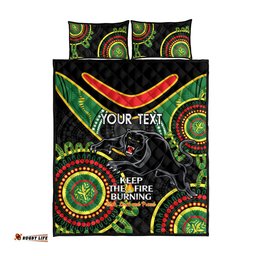 Custom NRL Panthers NAIDOC Week Quilt Bed Set Keep The Fire Burning Indigenous Art