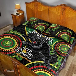 Custom NRL Panthers NAIDOC Week Quilt Bed Set Keep The Fire Burning Indigenous Art