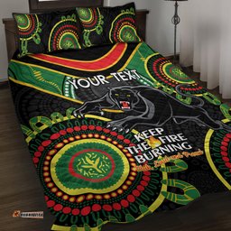 Custom NRL Panthers NAIDOC Week Quilt Bed Set Keep The Fire Burning Indigenous Art