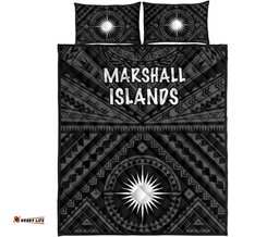 Marshall Quilt Bed Set Marshall Seal With Polynesian Tattoo Style Black 07