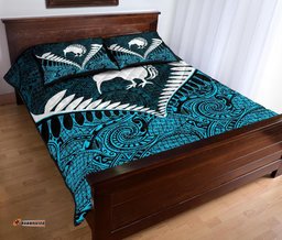 Kiwi Silver Fern Classic Quilt Bed Set Blue