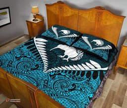 Kiwi Silver Fern Classic Quilt Bed Set Blue