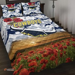 North Queensland Cowboys ANZAC Quilt Bed Set Poppy Flowers Vibes White