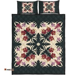 Ginger Hibiscus Plumeria Quilting Quilt Bed Set