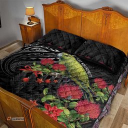 Meri Kirihimete Kakapo Quilt Bed Set Black Silver Fern Christmas Vibe