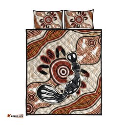 Aboriginal Dots Art Painting with Platypus Quilt Bed Set No 3