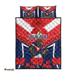 Custom Roosters Rugby ANZAC Quilt Bed Set Sydney Gallipoli Soldier With Aboriginal Art