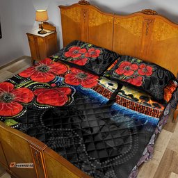 ANZAC Day Australia Poppy Flower Quilt Bed Set Aboriginal Style