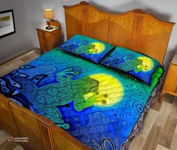 Custom Australia Aboriginal Inspired Quilt Bed Set - Indigenous Frog Blue